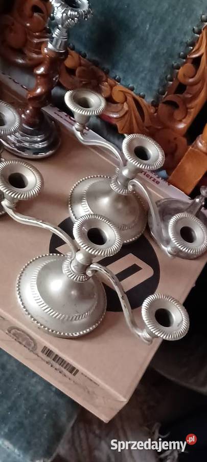 ZESTAW ŚWIECZNIKÓW STARYCH METAL WSZYSTSKIE Świeczniki Poznań
