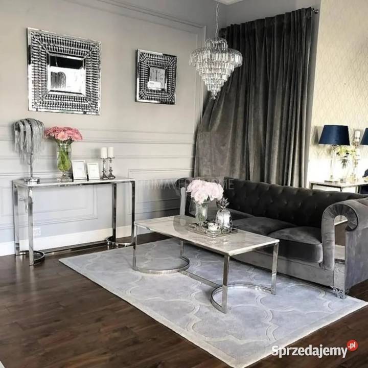 Luksusowa Konsola Srebrna Glamour LOLA Szklany Warszawa