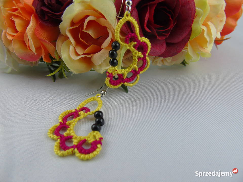 Kolczyki frywolitkowe różne wzory i kolory Rękodzieło