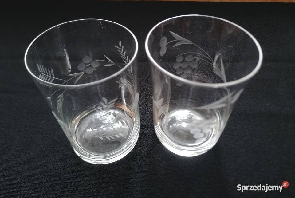 Dwie szlifowane szklanki PRL Łódź sprzedam