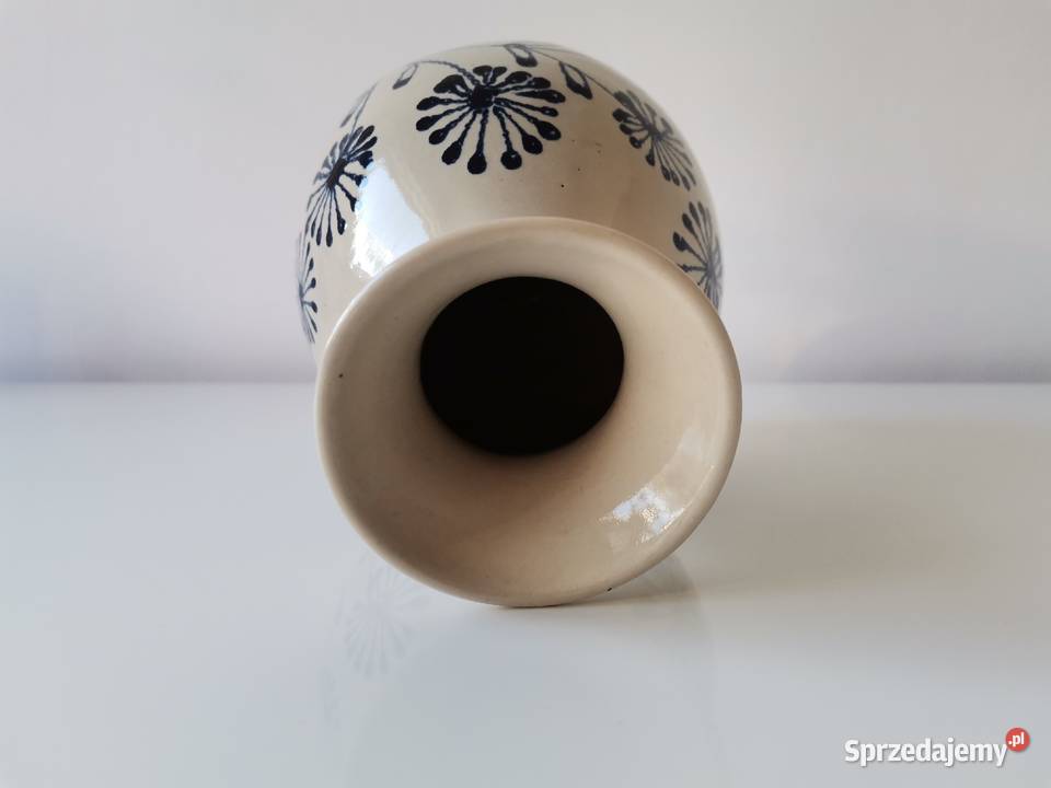 Stary wazon w kobaltowe kwiaty Porcelana i szkło Katowice