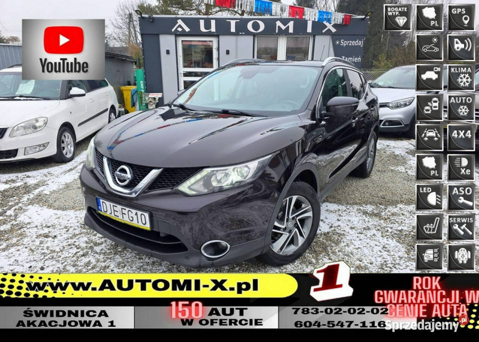 Nissan Qashqai 4X4 ŚlicznySkóraPanorama isofix Świdnica