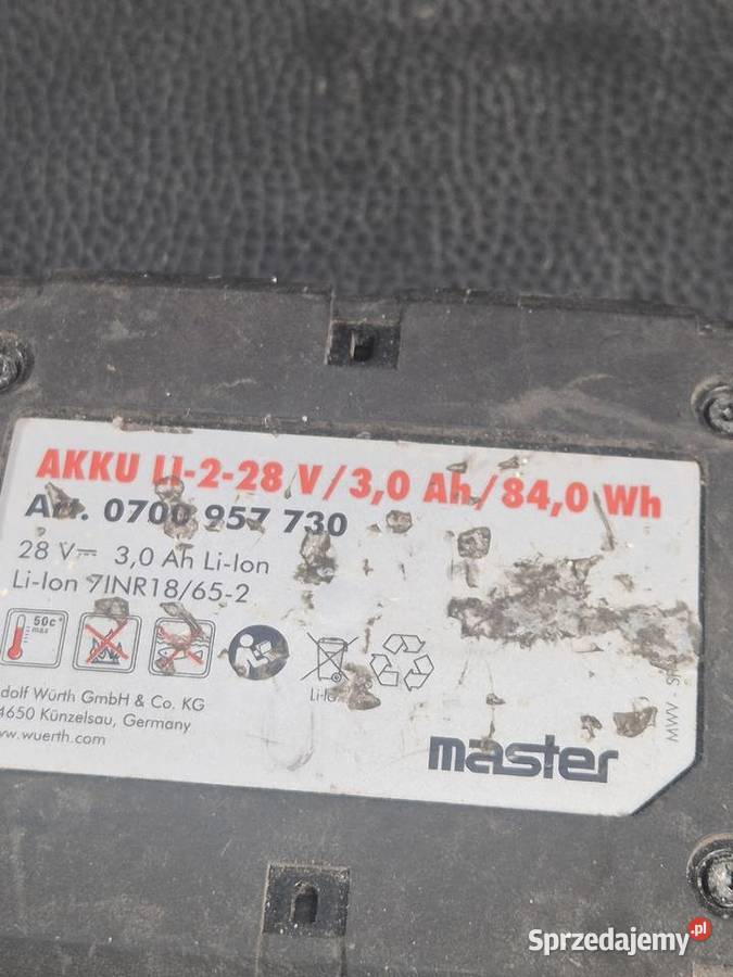 Akumulator Wurth AKKU LI228V 30Ah 840Wh łódzkie sprzedam