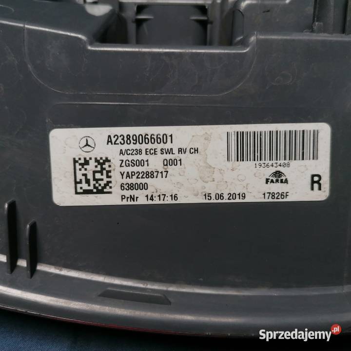 MERCEDES E KLASA COUPE W238 LAMPA TYŁ Prawy osobowe Września