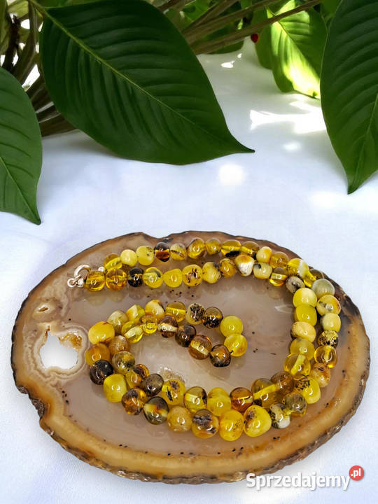 Korale z bursztynu BURSZTYN bałtycki baroczek