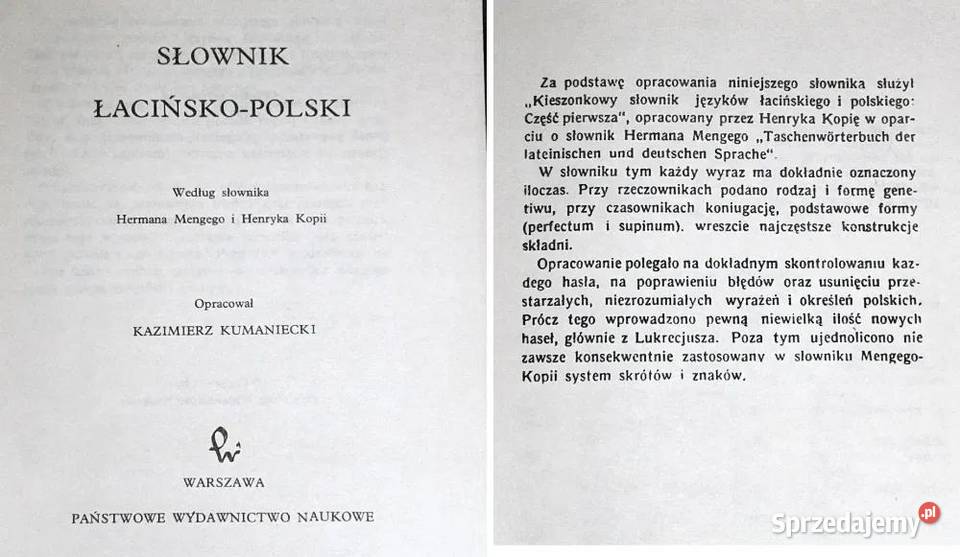 Słownik łacińsko polski Kazimierz Kumaniecki Chełm sprzedam