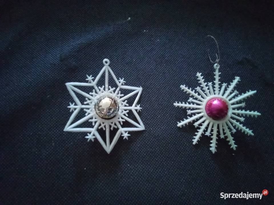 Gwiazdki płatki śniegu zawieszki na choinkę PRL Warszawa