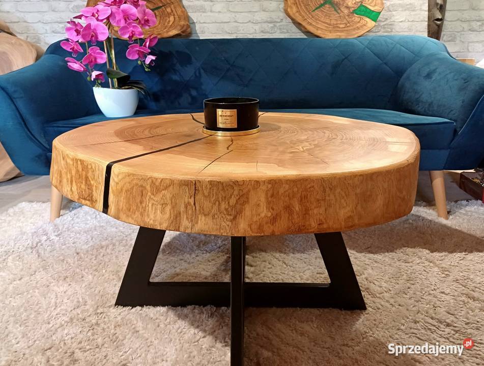 Stolik kawowy 78x67 plaster drewna loft ława Śrem sprzedam