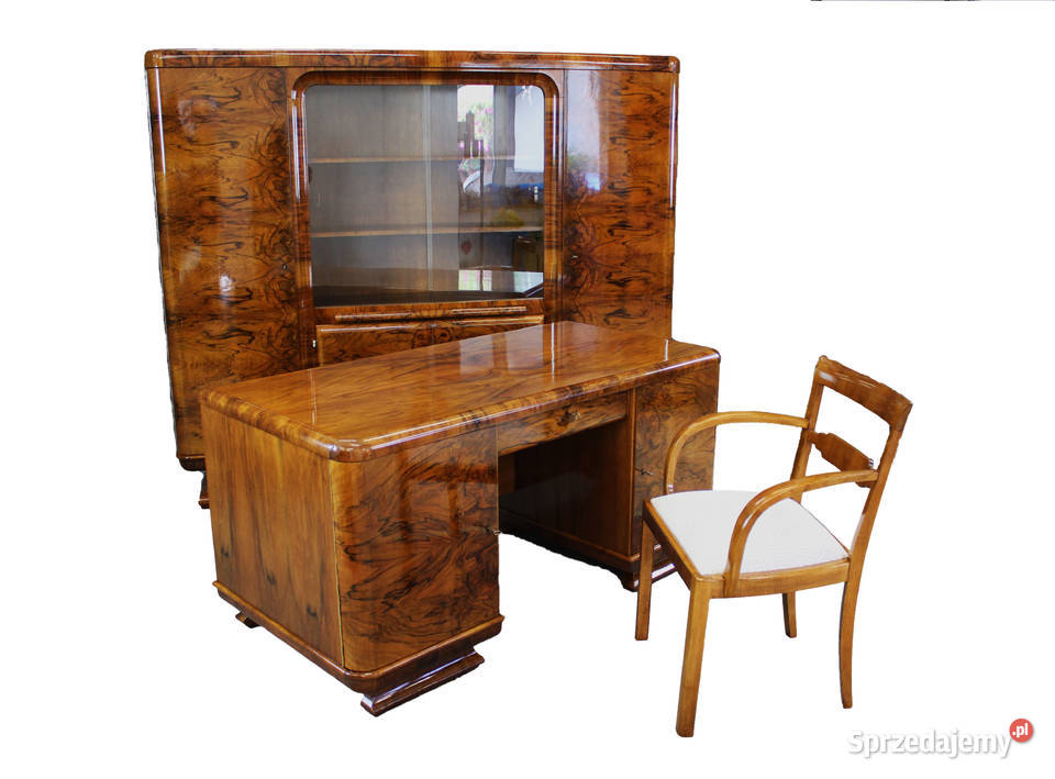 Zestaw gabinetowy art deco biurko biblioteka Zielonka