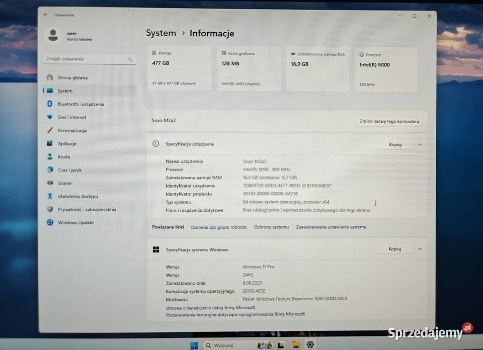 Nowy mini PC Soyo M2 Plus2 Intel N1008GB mazowieckie Warszawa