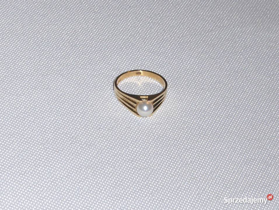 Złoty 18K pierścionek z perłą R14 39 g złoto łódzkie Łódź sprzedam