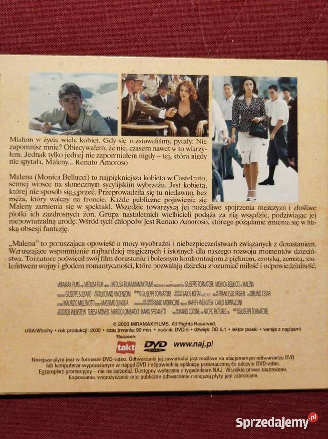 film Malena Monica Bellucci Lektor cd dvd lektor Kielce sprzedam