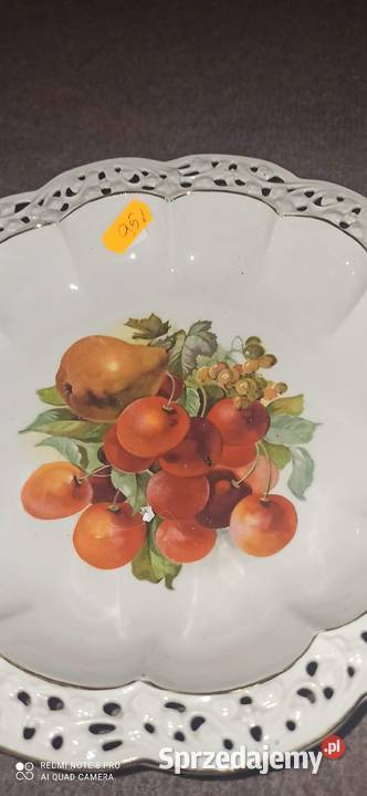 Patera z owocami z ażurem Sygnatura numeryczna Porcelana i szkło Gdańsk sprzedam