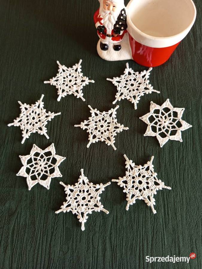 Gwiazdki szydełkowe ozdoby choinkowe rękodzieło Garbów