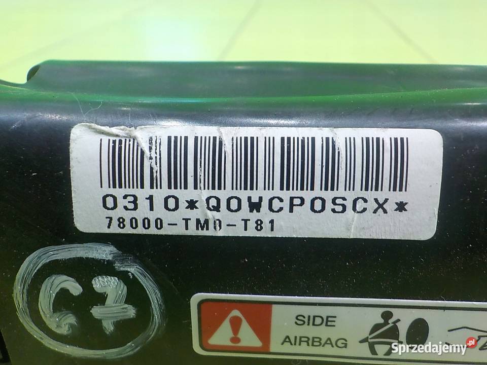 HONDA INSIGHT II 10r 5D AIRBAG poduszka fotela Suków