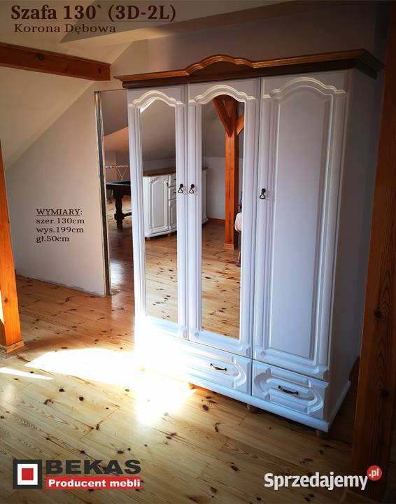 Stylowa Biała Szafa 133 3D3s Dąb Bielony 50cm Dom i Ogród