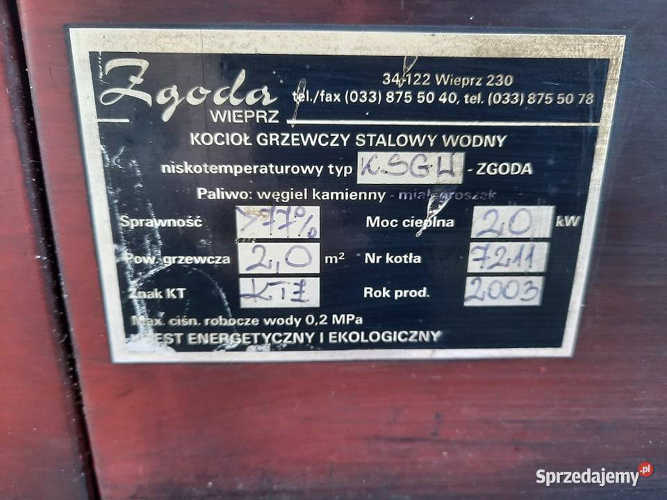 Kocioł piec węglowy ZGODA KSGW 20KW pompa śląskie Gliwice
