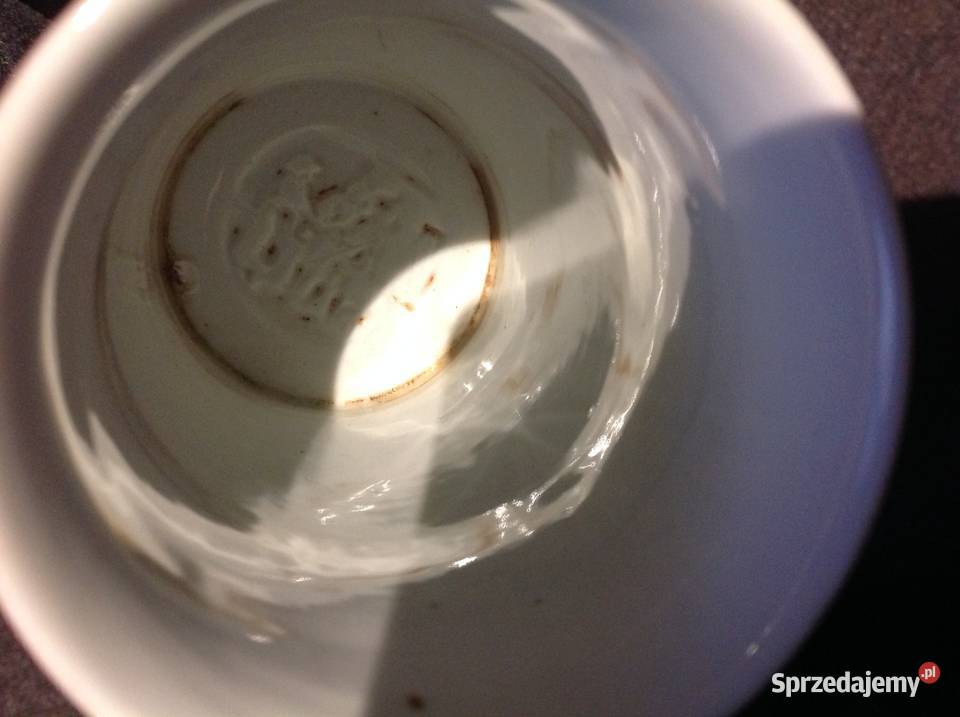 Stary Porcelanowy Kufel Myśliwskil z cynową Nowa Sól