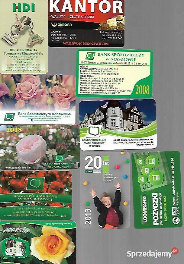 Kalendarzyki listkowe różne banki polskie lubelskie Puławy