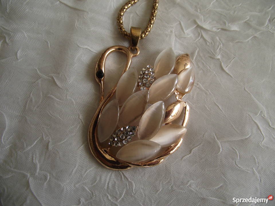 ZŁOCONY WISIOR ŁABĘDZIA NA GRUBYM ŁAŃCUSZKU Piła