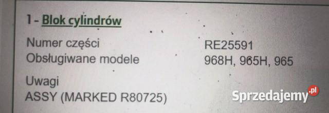 John Deere 6359D R80725 RE25591 Blok Cylindrów wielkopolskie Jastrzębniki