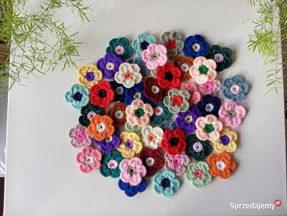 Szydełkowe kwiatki 5 pomorskie Kwidzyn sprzedam
