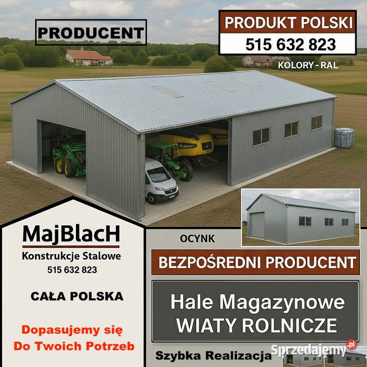 Garaż Blaszany OCYNK Wiata Stalowa Konstrukcja 222zł/m2 wielkopolskie
