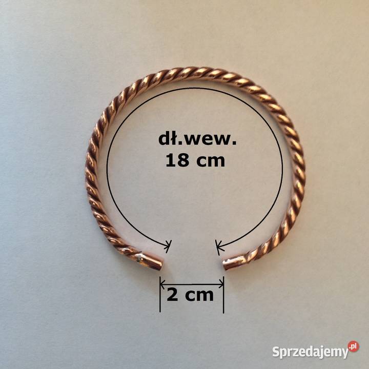 Bransoletka Miedziana dł wew 18 szer 6mm Splot Wrocław