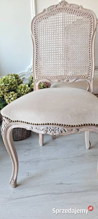 Stylowe krzesła rafia Shabby Chic Ludwik Szczecin
