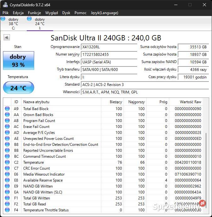 Dysk SSD Sandisk Ultra II 240GB Dyski łódzkie Łódź