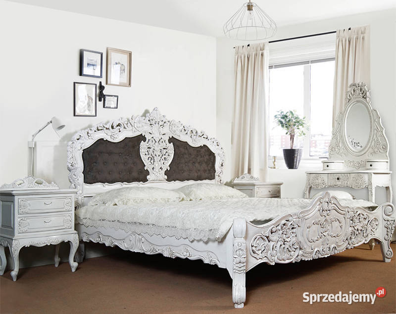Nowe łóżko białe tapicerowane 160x200 cm barok rokoko 78246t
