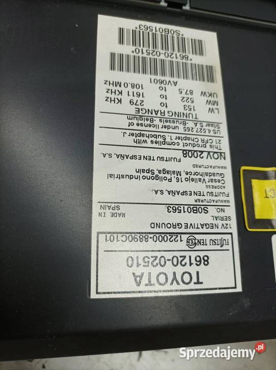 RADIO 8612002510 Toyota Auris I 20062012 sprzedam