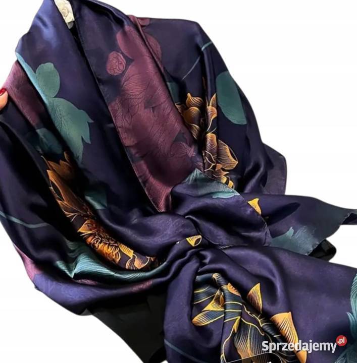 Luksusowa chusta szal apaszka 80x180 jedwab Pątnów