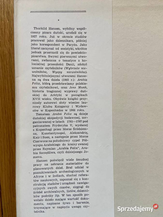 Thorkild Hansen Arabia Felix historia, archeologia Kultura i Rozrywka sprzedam