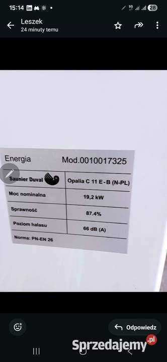 Piecyk gazowy Saunier Duval Opalia C 11 EB stan Wieliczka sprzedam