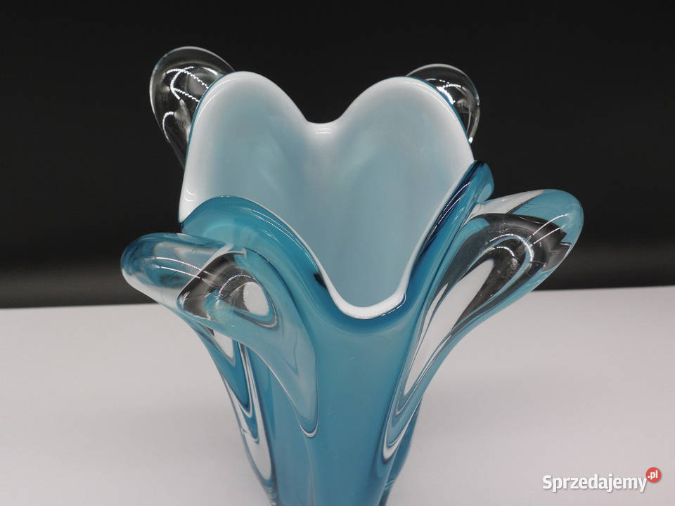 Wazon Szkło Artystyczne Murano Chribska Turkus Porcelana i szkło