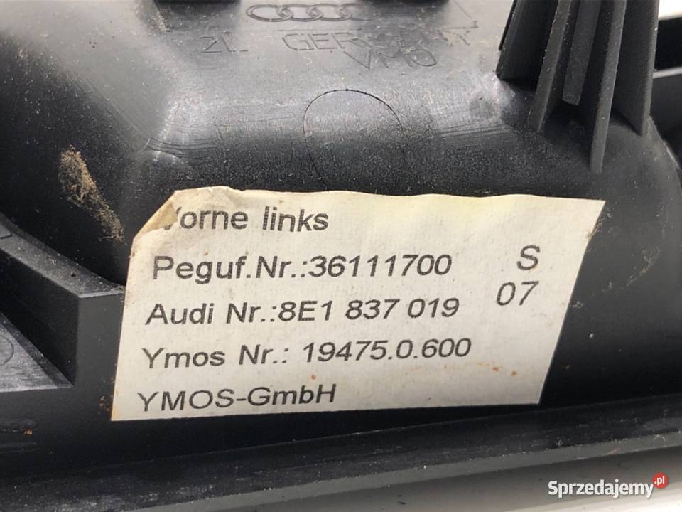 KLAMKA WEWNĘTRZNA LEWY PRZÓD AUDI A4 B6 osobowe