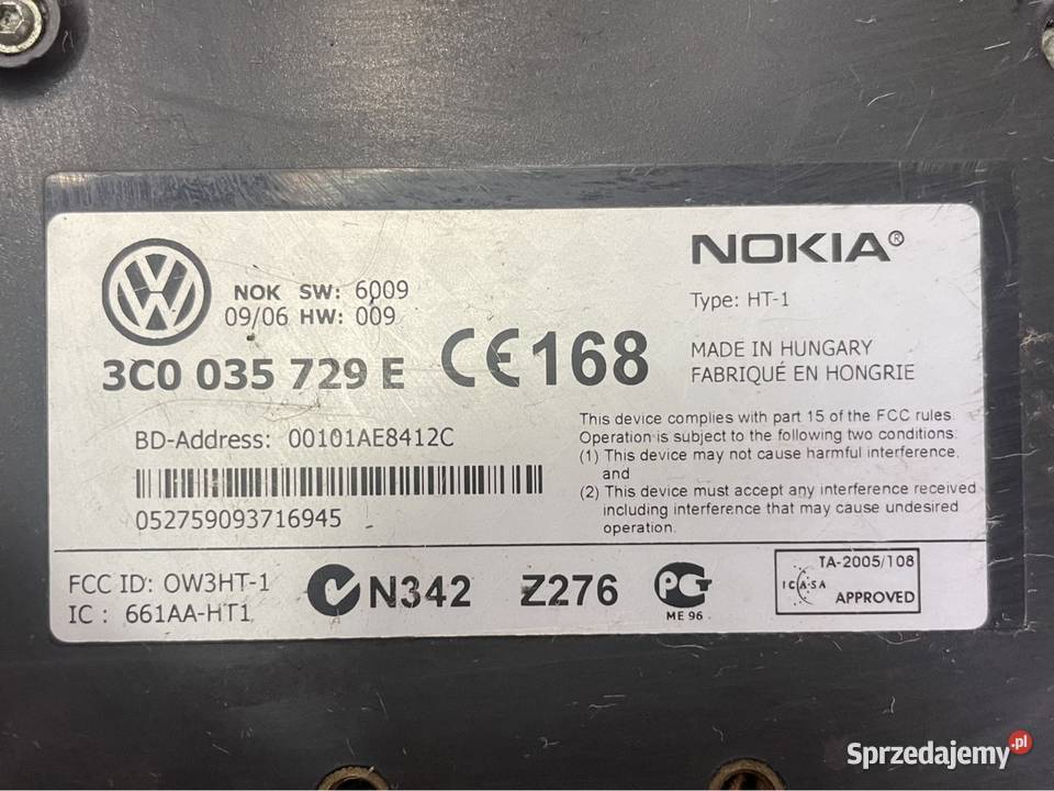 3C0035729 moduł telefonu Bluetooth vw passat b6