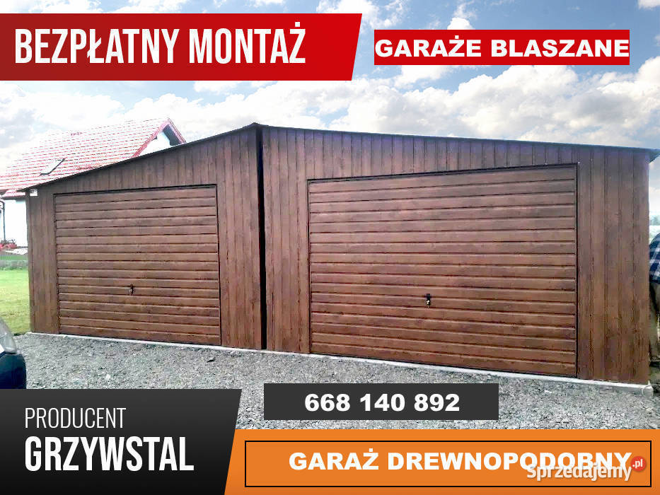 Garaż Blaszany 8x6 Złoty Dąb ORZECH Garaże Dębica