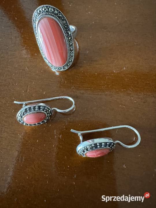 Biżuteria damska komplet kolczyki pierścionek srebro Częstochowa