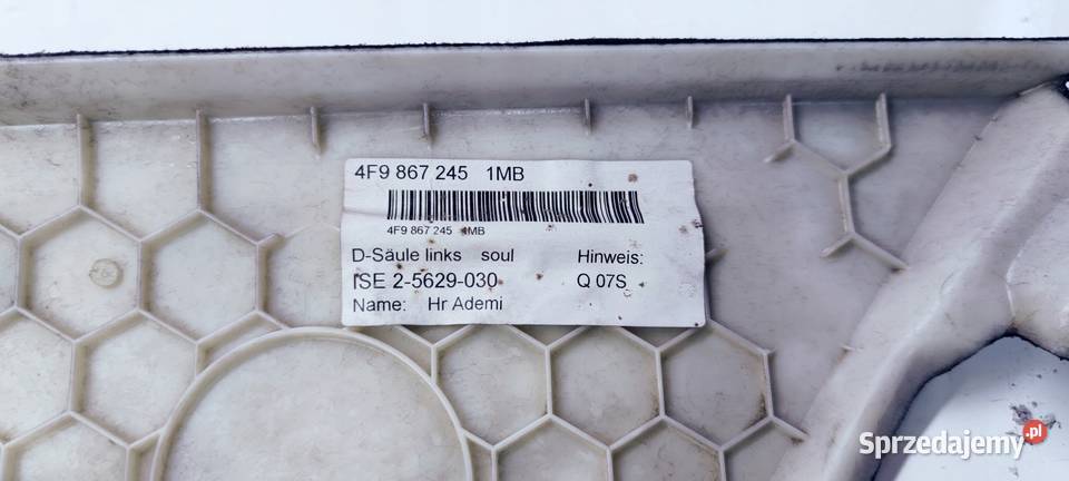 OSŁONA SŁUPKA L T AUDI A6 C6 4F9867245 1MB S śląskie Przystajń