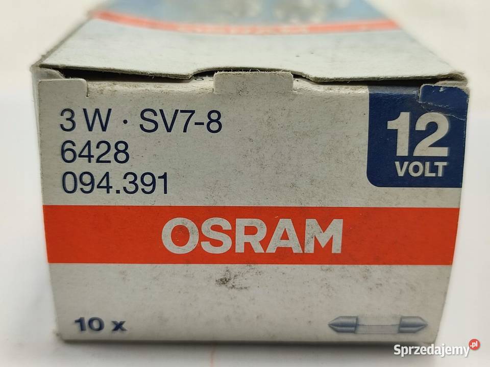 ŻARÓWKA KOMPLET 10 OSRAM 12V 3W SV78 6428