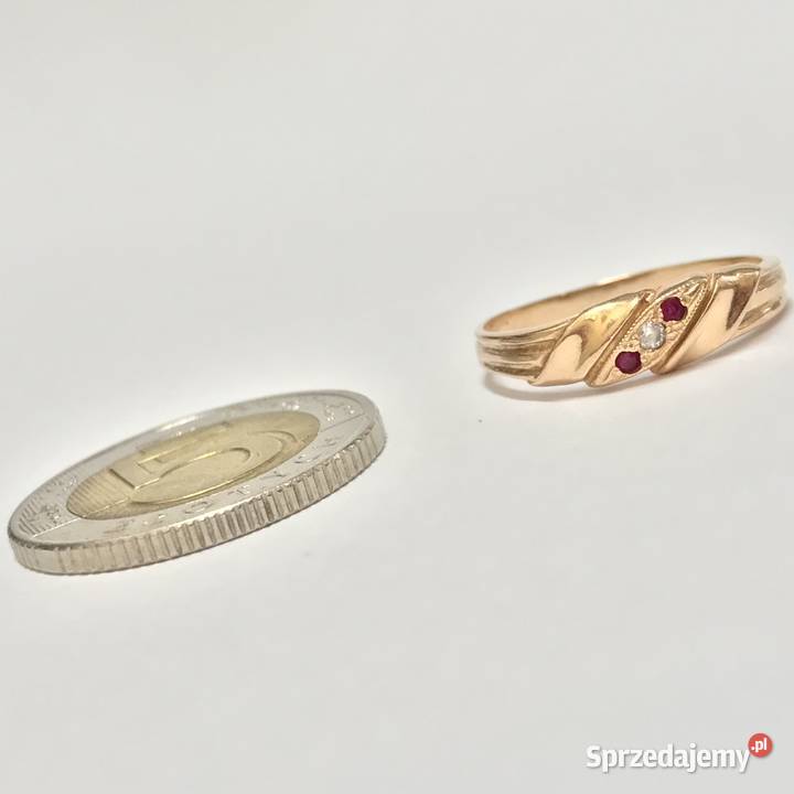 Złoty pierścionek 14K 585 z ametystami i