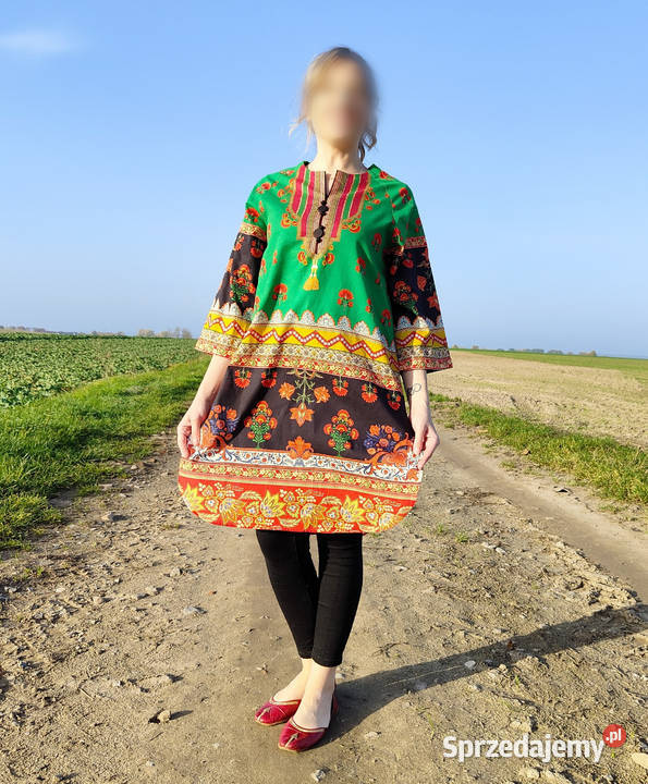 Nowa indyjska tunika S 36 kameez Bollywood kolorowy Szczecin