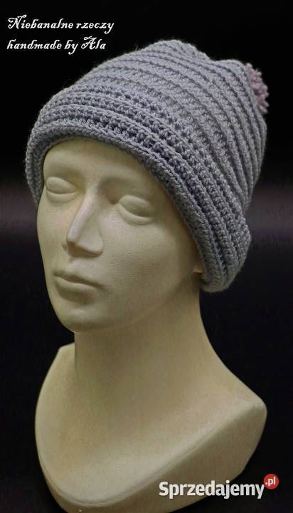 Czapka zimowa wełniana na szydełku Kutno sprzedam