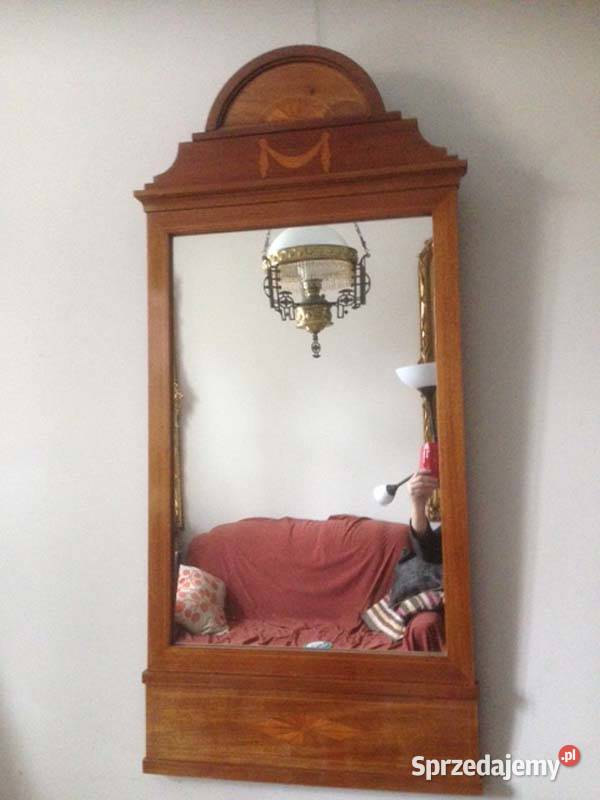 lustro w mahoniowej intarsjowanej ramie z Pozostałe Gdańsk sprzedam