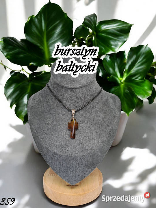 Krzyżyk zawieszka z bursztynu bursztyn bałtycki