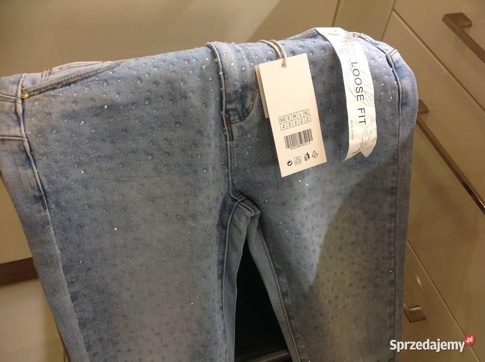 Spodnie Rurki Jeans Damskie M Sara 2728 Mieniące Długie Nowa Sól