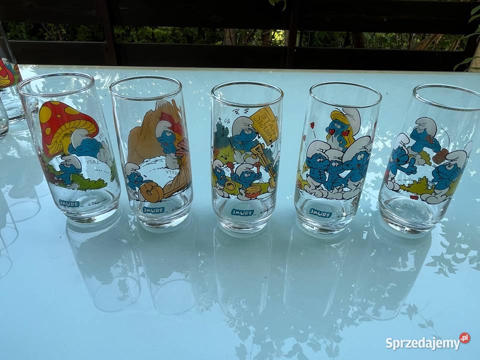 Szklanki wysokie retro Smerfy Smurfs sprzedam