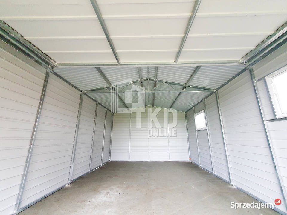 Garaż Blaszany 35x6 Brama Antracyt jasny orzech Szczecinek